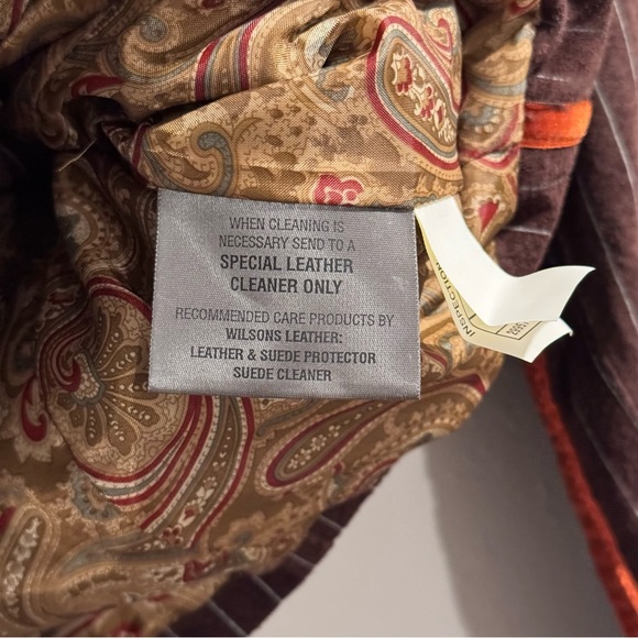 Wilsons Leather Brown 1984 Crown Embellished Pinstripe Blazer Jacket Studded Y2k - Picture 5 of 8